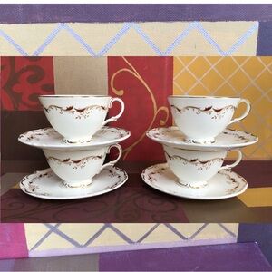 Set Of Four Royal Doulton Strasbourg Teacups And Saucers